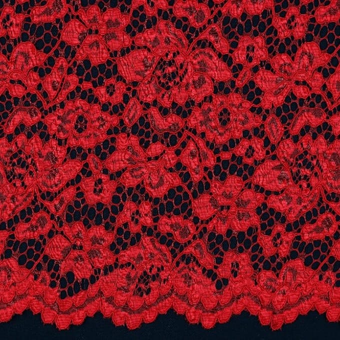 10 meter kant stof - Rood - 145cm breed