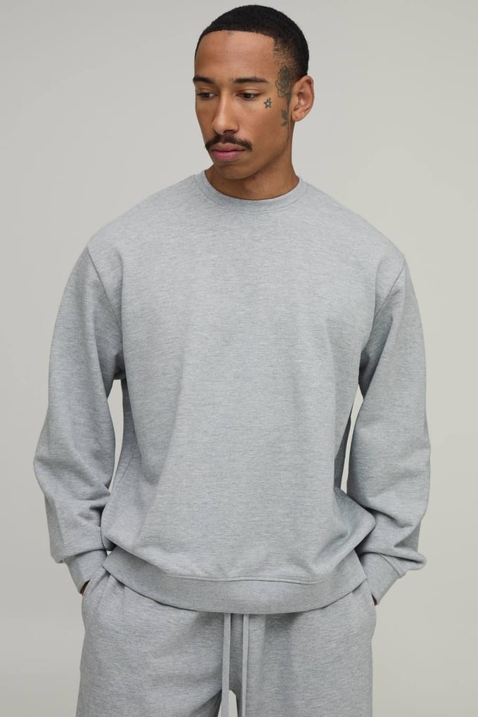 Oversized Premium 480gsm Sweatshirt | Grey Marl | Size 5XL