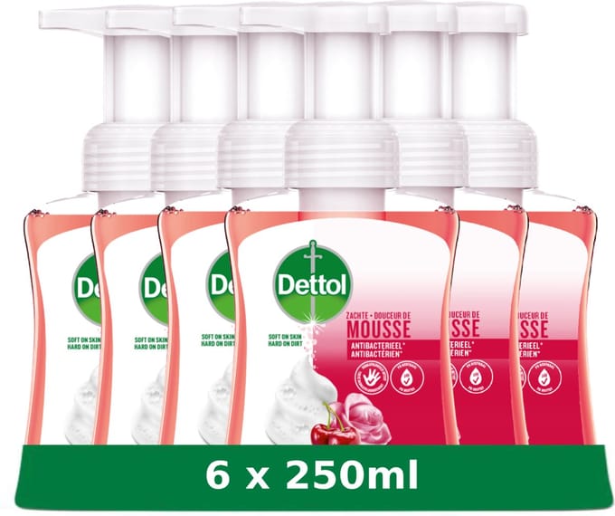 Dettol - Handzeep - Zachte Mousse - Antibacterieel - Roos & Kersenbloesem - 6 x 250 ml