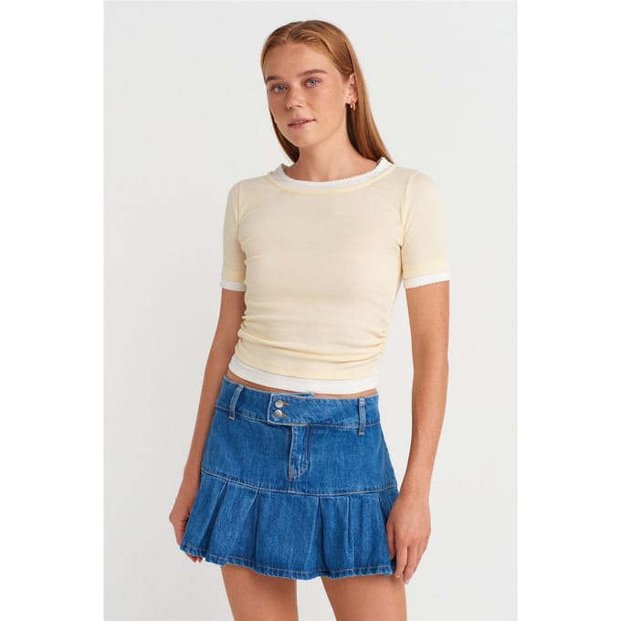 Dames Crop Slim-Fit Crew Neck T-Shirt