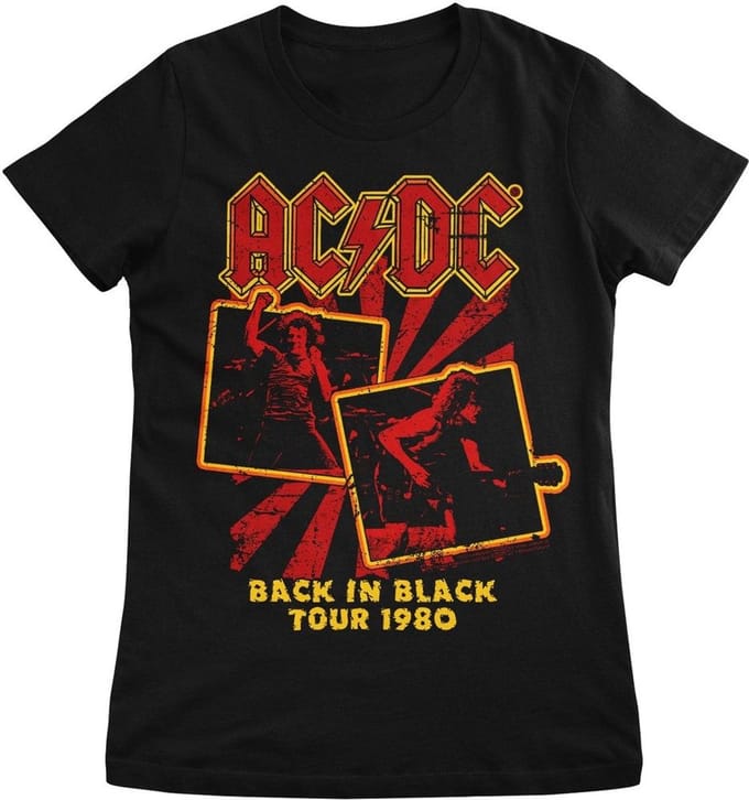 AC/DC Dames Back In Black Tour 1980 Girly T-shirt PS-5-ACDC010-H70-2