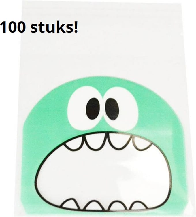 Tanden zakjes 100 st. Groen monstertje