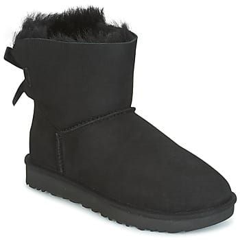 UGG® Mini Bailey Bow II for Women in Black, Size 3, Shearling/Polyester/Leather