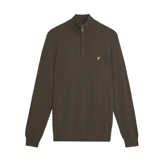 Lyle & Scott Half Zip Pullover Merinowol Espresso - Maat M - Heren - Quarter zip