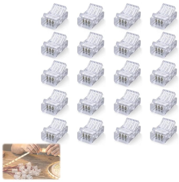 Stripconnectoren voor 8mm 4-pins LED-verlichting - 20 stuks snelle aansluitingen voor LED-strips en kabels