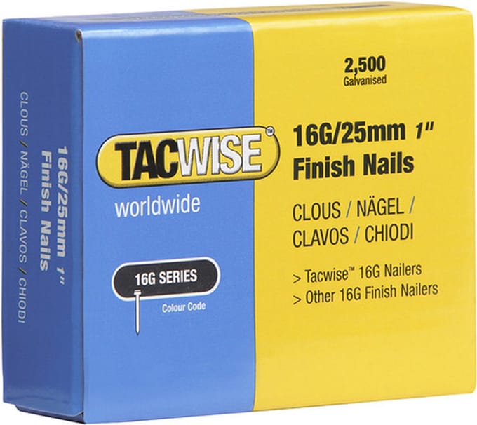 Tacwise afbouwnagel maat 16 - Nagel voor tacker - 25 mm - Gegalvaniseerd - 2500 stuks