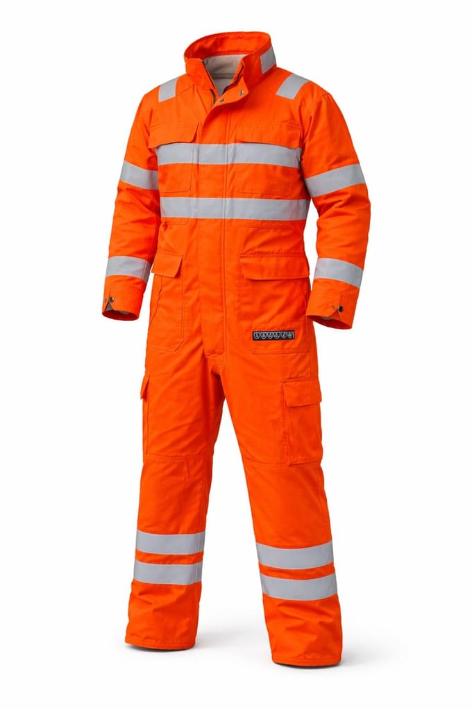 Overall Warwick High Visibility – Fluor Oranje – Maat 50 Regular – Reflecterend – Werkoverall