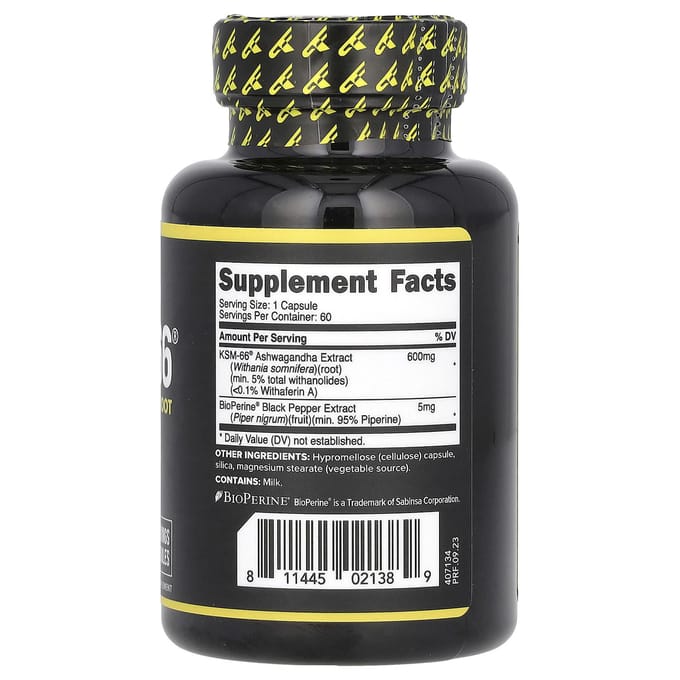 Primaforce, KSM-66, Ashwagandha-wortelextract, 600 mg, 60 capsules