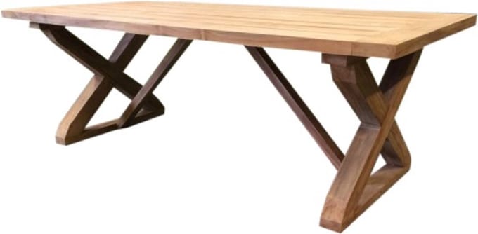 Minerva dining tuintafel 260x100XH77 cm teak geschoord