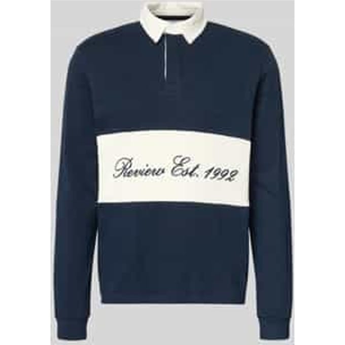 Regular fit poloshirt met lange mouw met labelstitching