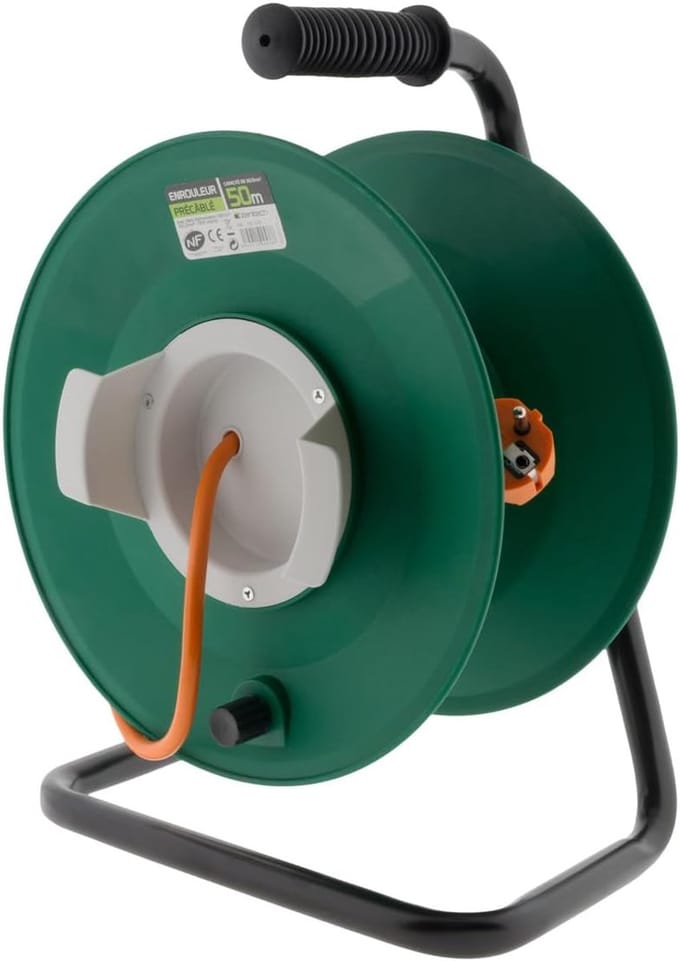 Lege Tuinhaspel 70cm met Zekering - Voorgemonteerd - Zwart