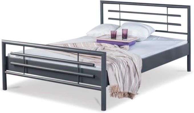 Bed Box Wonen Lola metalen bed Antraciet 90x200 cm