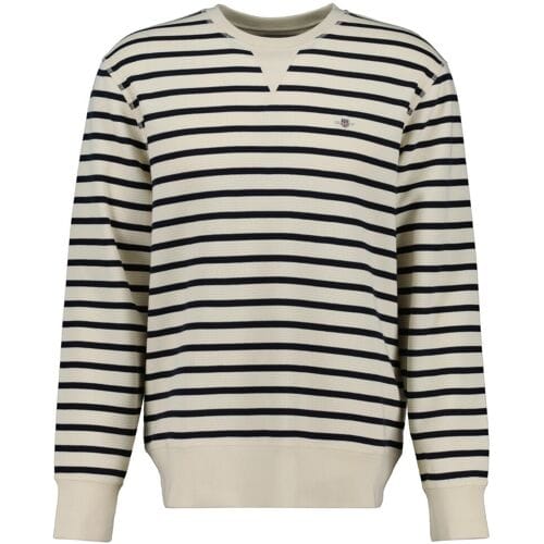 Gant Trui Striped Waffle Texture Sweat Crew Neck Cream / male