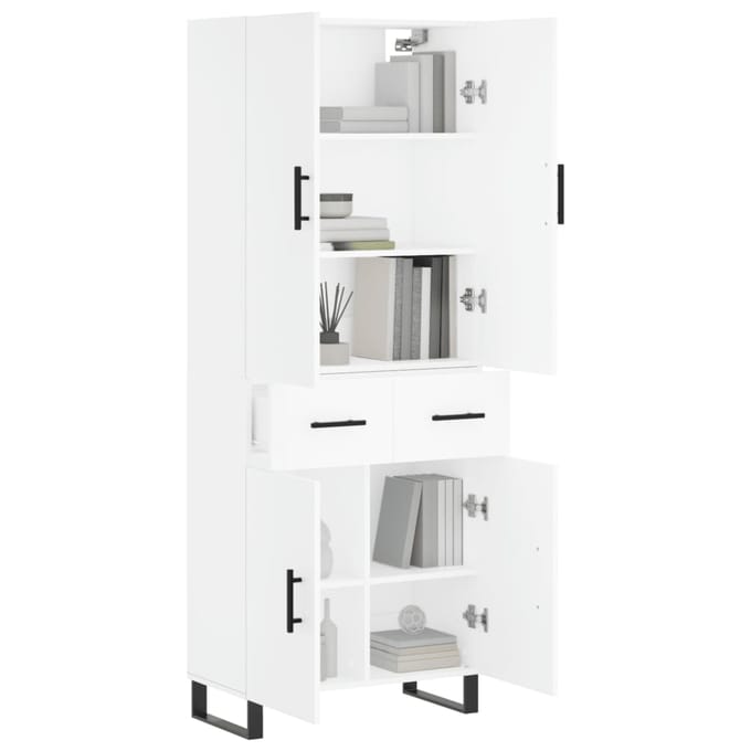 Vidaxl Witte Vitrinekast, Wit, 69,5X34X180 Cm, Materiaal Houtvezelplaat