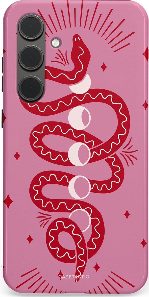Casetastic hoesje geschikt voor Samsung Galaxy S24 Plus - Dubbellaagse bescherming - Eclipseslang - Fashion Case - Lila Koraal