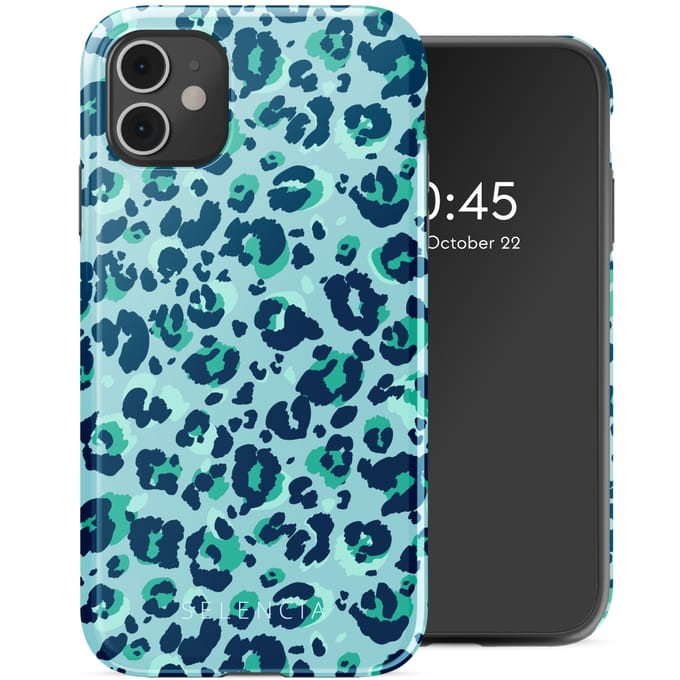 Selencia Hoesje - Geschikt voor Apple iPhone 11 - Backcover - Wild Spots Light Blue
