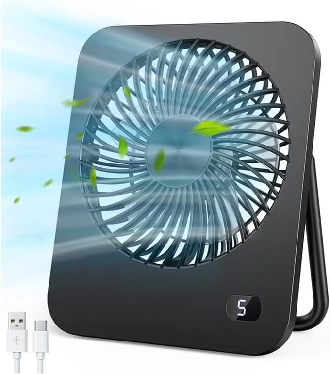 Tafelventilator Stil – USB Ventilator Zonder Accu – 5 Snelheden – 180° Verstelbaar – Zwart
