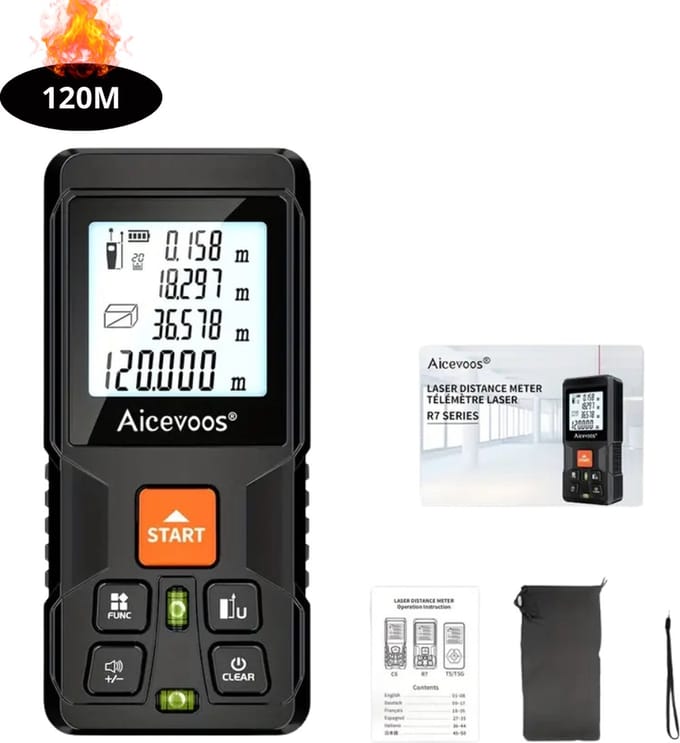 Nivard Laserafstandsmeter - Laser - Afstandsmeter - Afstandmeter - Rangefinder - Digitale Meetlint - Precisiegereedschap - 120 Meter