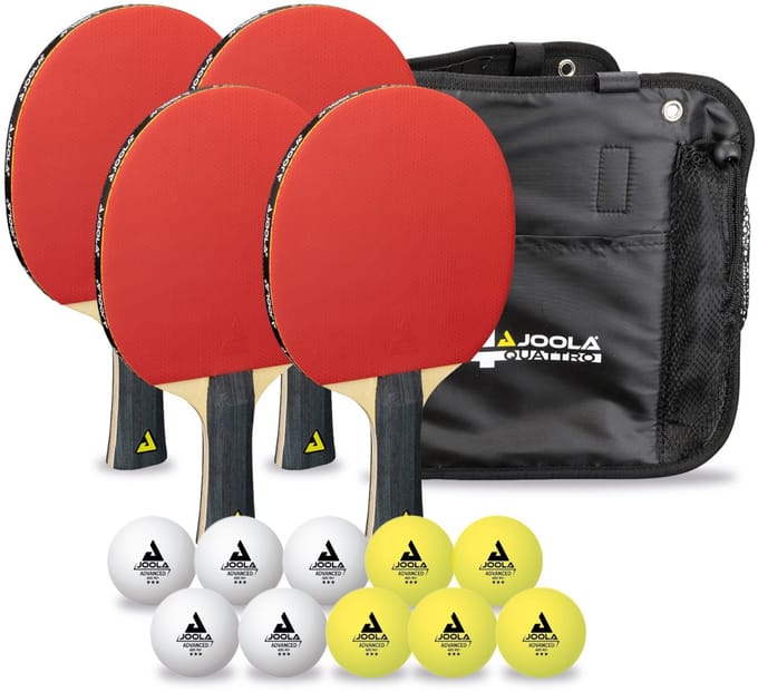 Tafeltennisrackets en 10 ballen Joola (x4)