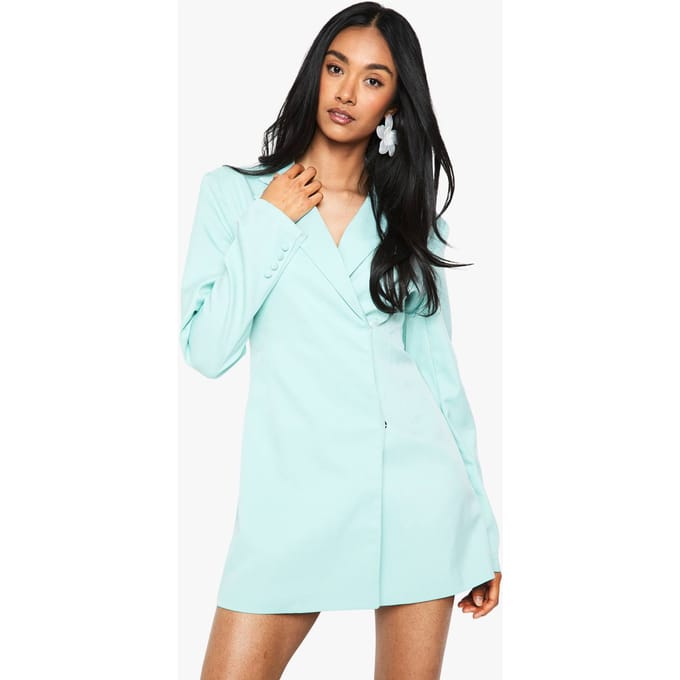 boohoo Dames Gestructureerde oversized wrap-over blazer jurk | Mint | Maat: 10