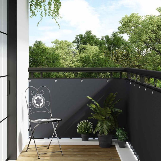 vidaXL - Balkonscherm - met - Oogjes - 400 - x - 100 - cm - poly - rattan