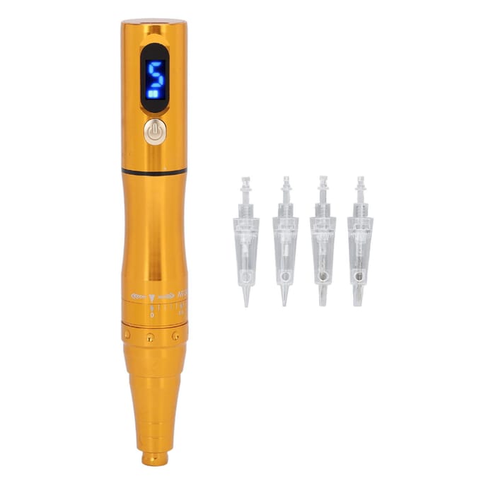 Machine de Microblading Rechargeable Sourcil Lèvre Eyeliner Machine à Tatouer Stylo Or Champagne 100‑240V EU Plug or