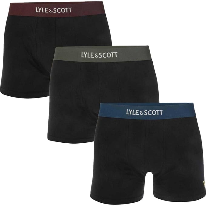 Lyle & Scott Heren Devon Boxershorts (Set van 3) (Zwart)