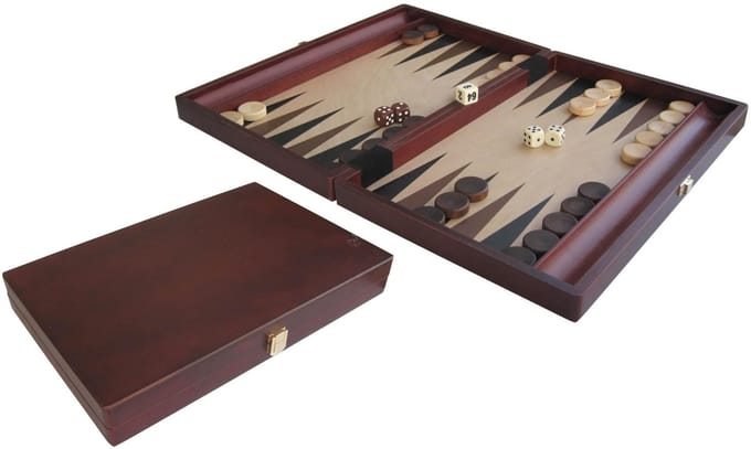 Hot sports Backgammon koffer hout bruin 35x23