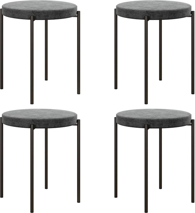 HOMCOM-Esszimmerhocker-Polyester, Metall-41,5L x 41,5B x 46H cm-Dunkelgrau