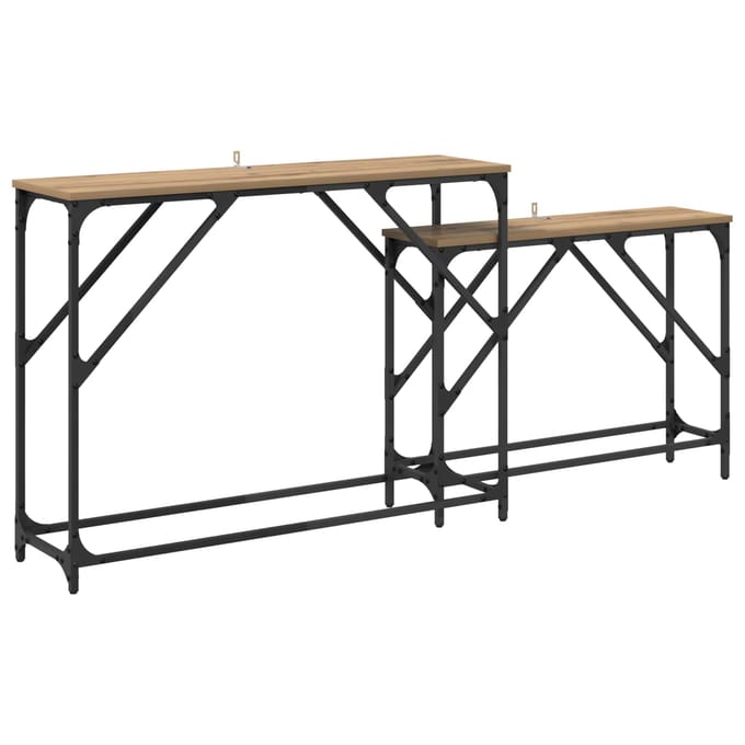 vidaXL - Wandtafel - 2 - st - Artisan - Eiken - 100 - x - 28 - x - 75 - cm - Bewerkt - hout