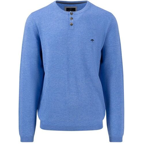 Fynch-Hatton Trui Henley Cashmere Mix Light Sky / male
