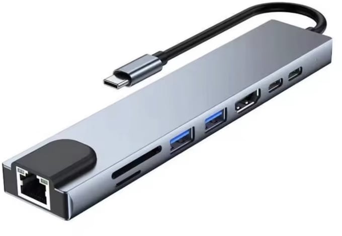 IfarNix usb hub - USB C Hub 3.0 – 8 Poorten - Usb Splitter - docking station laptop - usb hub met voeding - Ethernet - Usb C - Hdmi - Micro SD Card Reader - 4K