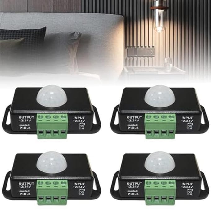 4 Stuks Bewegingsmelder Infrarood PIR Sensor voor LED Verlichting en Dimmers