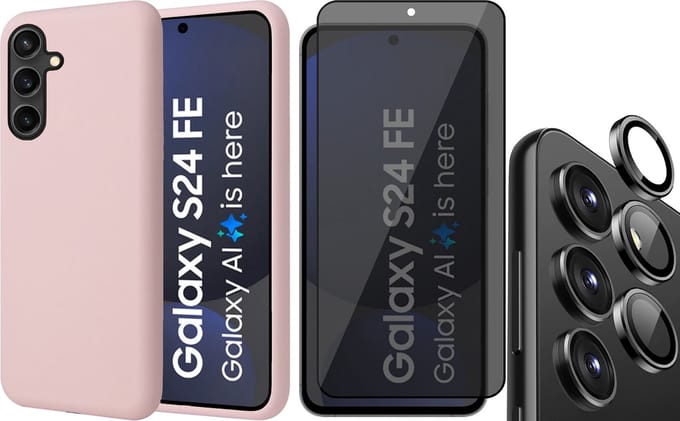 Hoesje geschikt voor Samsung Galaxy S24 FE - Privacy Screenprotector Volledig Dekkend Glas & Camera Protector - Mat Back Case Roze