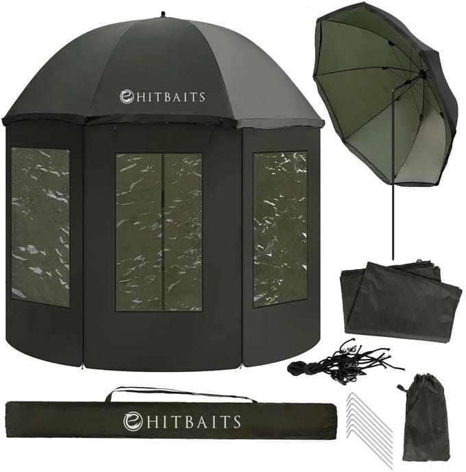 Sello! visparaplu – parasol – vistent – waterdicht – uv-bestendig – volledig afsluitbaar – diameter 240cm – hoogte 220cm