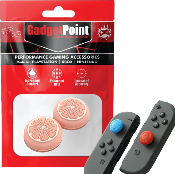 Gadgetpoint - Thumb Grips voor Nintendo Switch Joy-Con Controllers - Gaming Thumbgrips - Performance Anti-Slip Thumbsticks - Bescherming Accessoires - Fruit - Roze