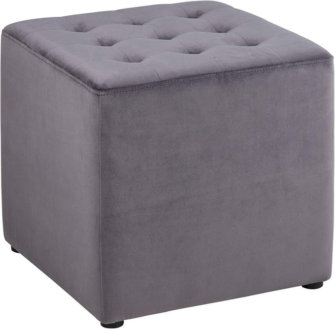Moderne Hocker of Voetenbank - Hout en Grijs - Compact Formaat
