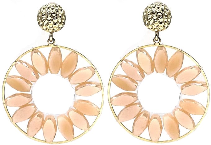 Oorbellen facetglas - roze - 5x4 cm