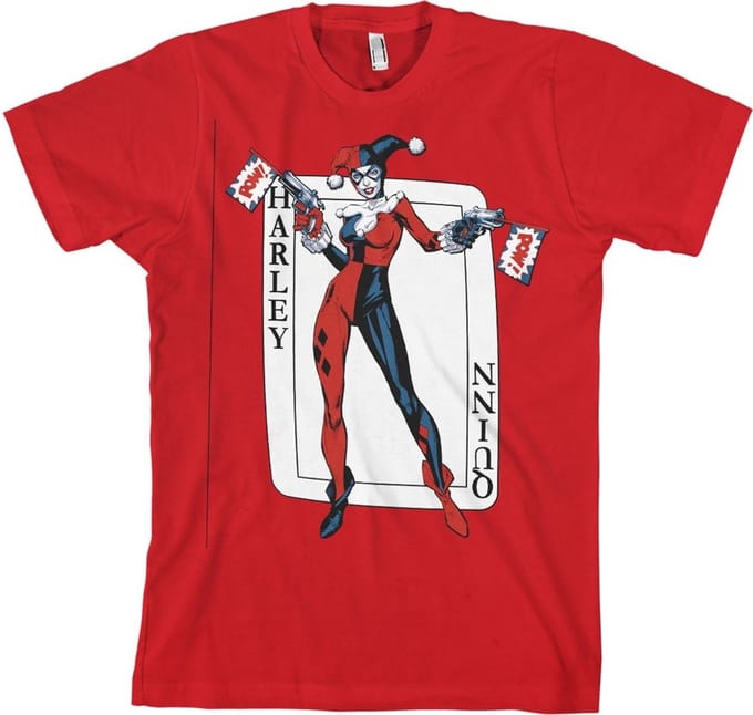 DC Comics Batman Heren Tshirt -S- Harley Quinn Card Games Rood