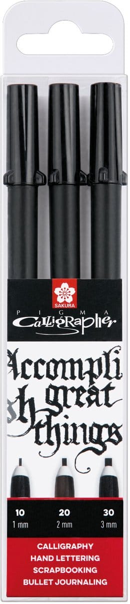 Sakura kalligrafiepen Pigma Calligrapher, zwart, etui van 3 stuks 5 stuks