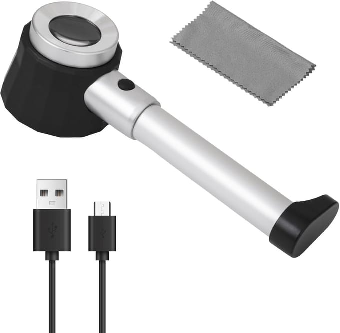 Vergrootglas met LED Licht en Meetschaal - Handheld 10X 30X Vergroting voor Sieraden en Documentinspectie