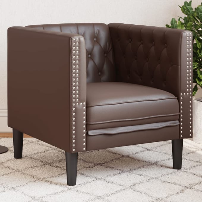 vidaXL - Fauteuil - Chesterfield-stijl - kunstleer - bruin