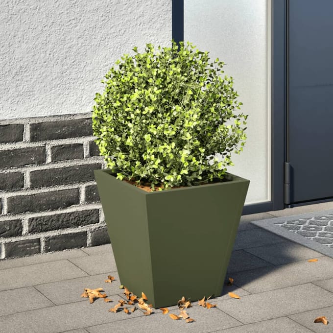 vidaXL - Plantenbak - 30x30x30 - cm - staal - olijfgroen