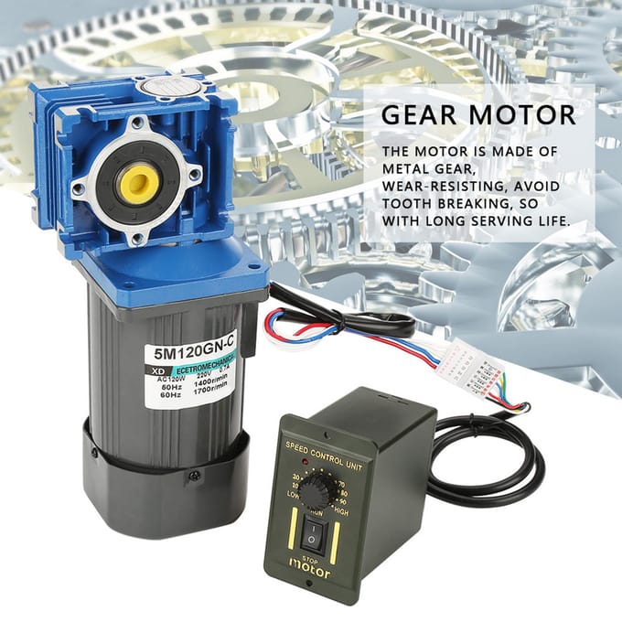 AC220V 120W Zelfvergrendelende Worm Snelheidsregelbaar CWCCW Tandwielmotor met Regelaar (25K)