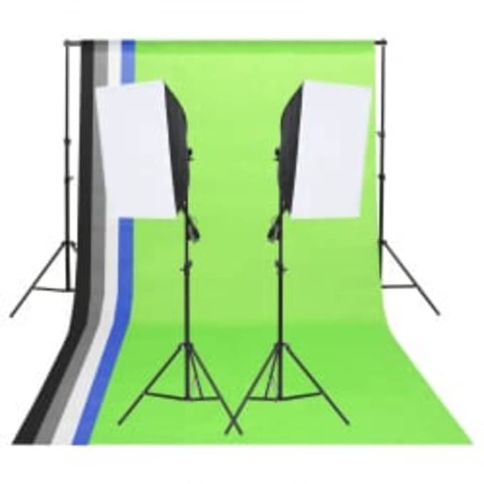 vidaXL - Fotostudioset - met - verlichtingsset, - achtergrond - en - reflector