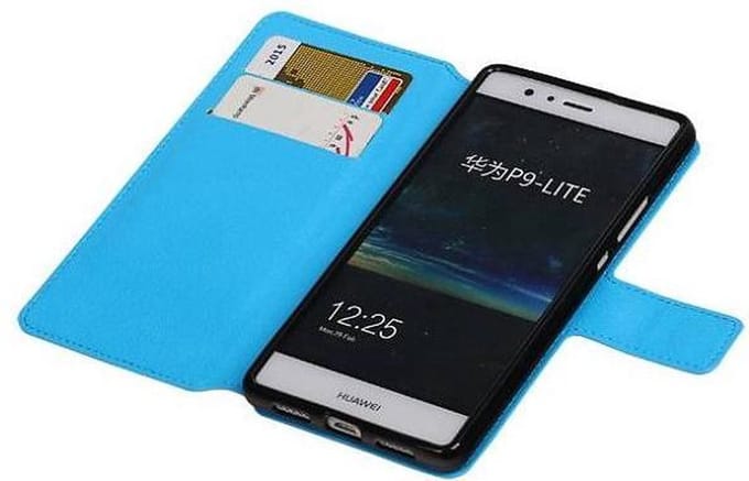Cross Pattern TPU Bookstyle Wallet Case Hoesje Geschikt voor Huawei P9 Lite Blauw