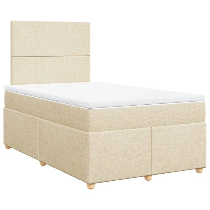 vidaXL - Boxspring - met - matras - stof - crèmekleurig - 120x190 - cm
