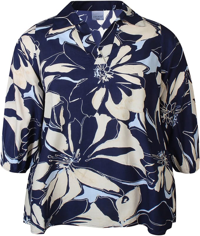 Zhenzi -Amaya 1195-Blouse 3/4 Navy Maat S42/44