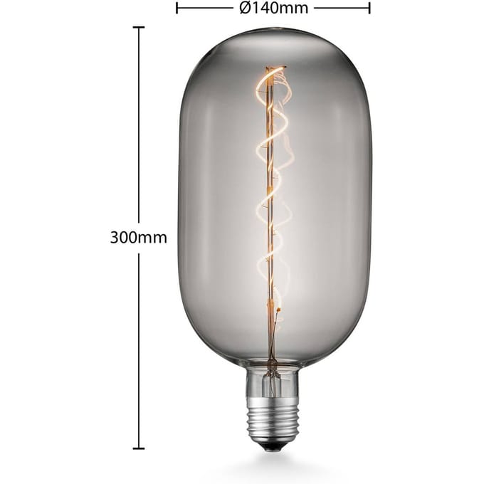 Lucande LED lamp E27 T140 4 W 1.800 K dimbaar, rookkleurig