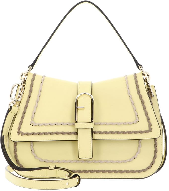 FURLA Leren Schoudertas Flow Top Handle Toni Freesia Lichtgeel